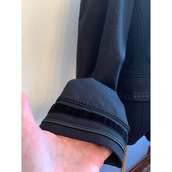Size 44 (12) Feraud Black Womens Blazer Jacket Braided Trim Vintage Wool Blend - Picture 6 of 12